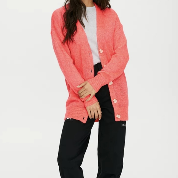 TNA Oversized Neon Pink Cartigan - Picture 2 of 5